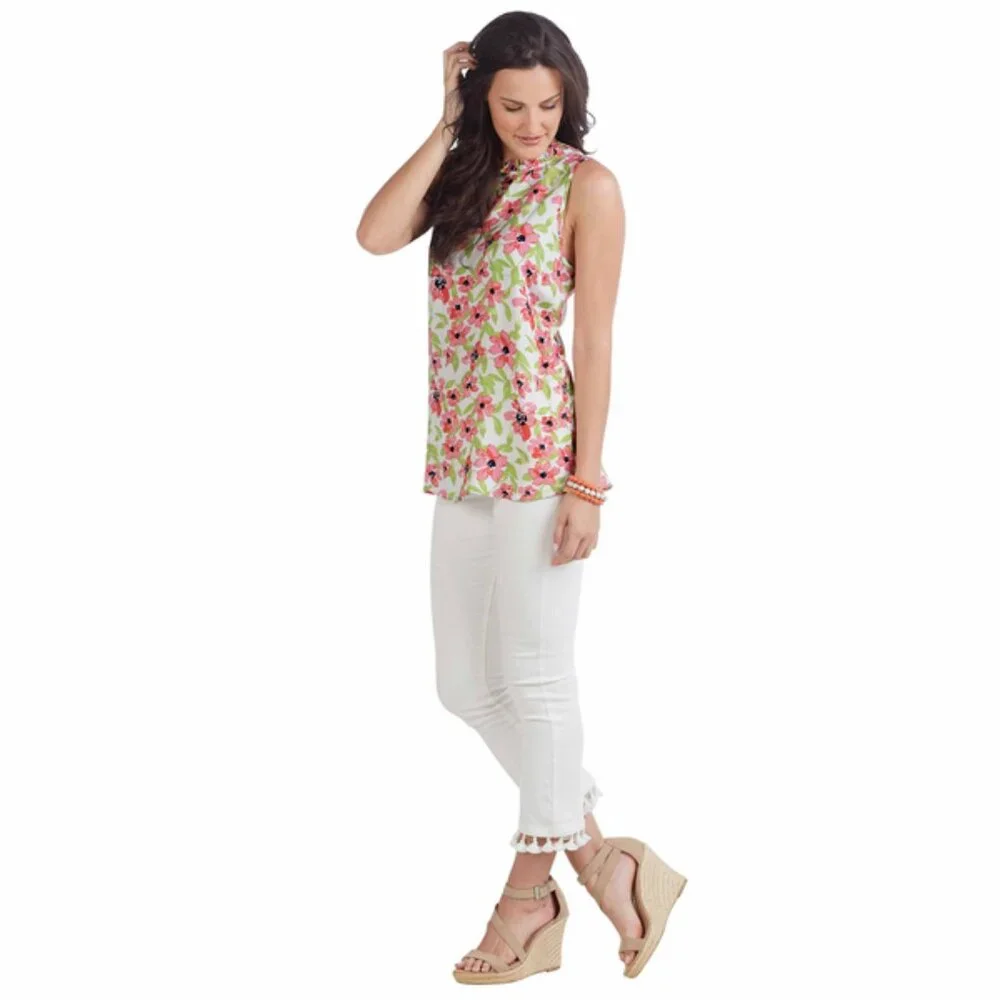 CALLIE PINK FLORAL RUFFLE TANK/NWT/Small